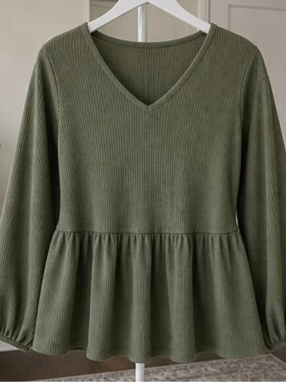 Olive Peplum Top